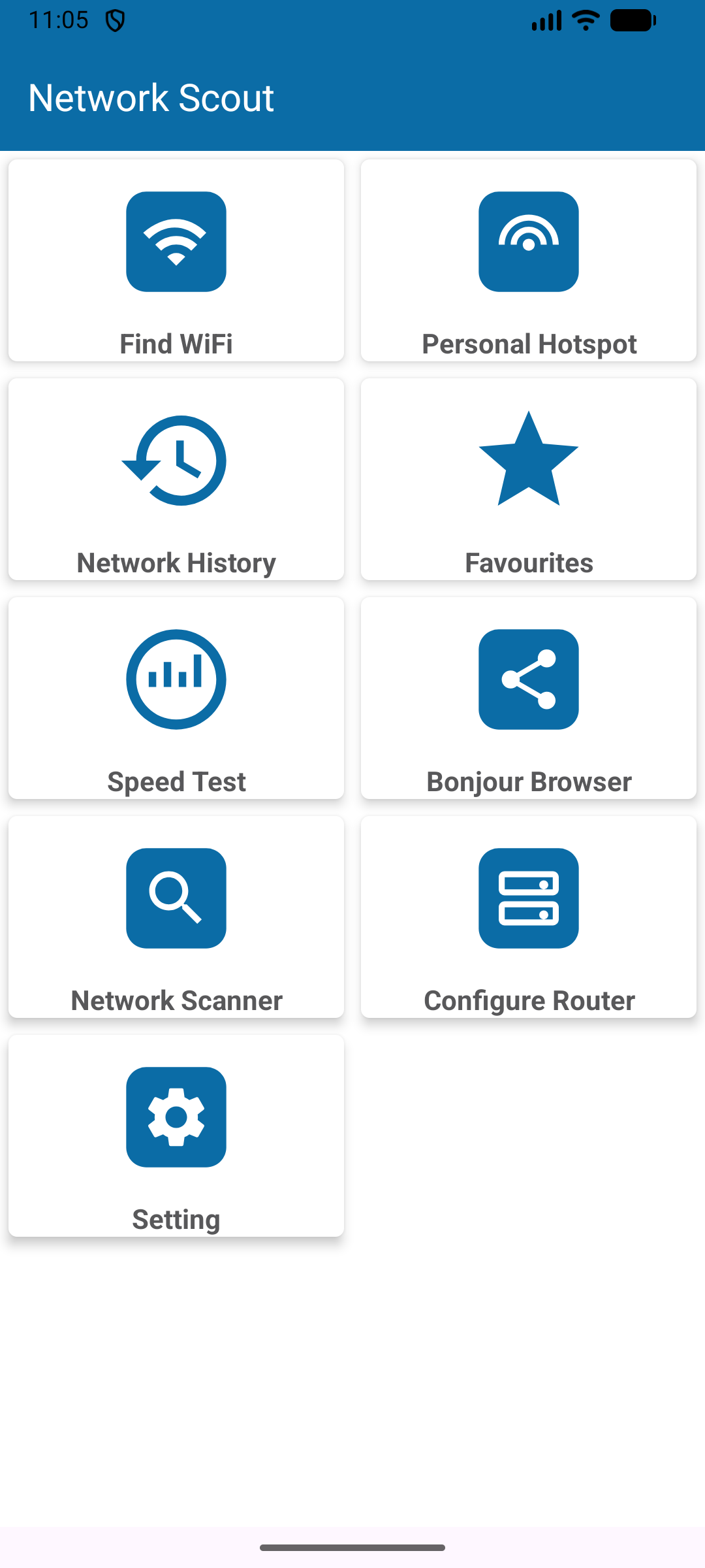 Network Scout tools menu